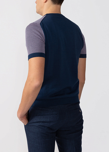 Синяя футболка с микродизайном для мужчин бренда Meucci (Италия), арт. 1436/02005/10836 - фото. Цвет: Синий. Купить в интернет-магазине https://shop.meucci.ru
