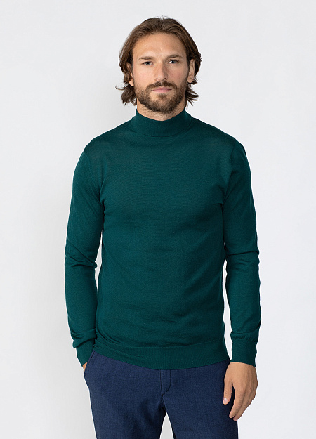 Шерстяной джемпер тёмно-зелёного цвета  для мужчин бренда Meucci (Италия), арт. 410LC20/21474 - фото. Цвет: Тёмно-зелёный. Купить в интернет-магазине https://shop.meucci.ru
