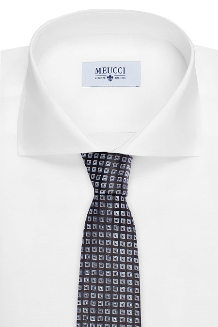 Галстук из шелка для мужчин бренда Meucci (Италия), арт. 40021/5 - фото. Цвет: Темно-синий с принтом. Купить в интернет-магазине https://shop.meucci.ru
