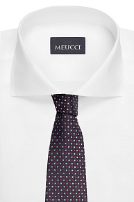 Темно-синий галстук из шелка с мелким цветным орнаментом (EKM212202-32)