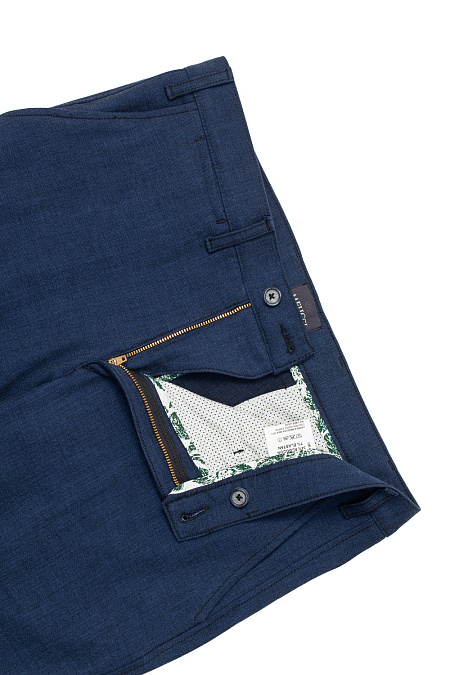 Мужские брендовые брюки полушерстяные синего цвета  арт. 1350/02470/404 Meucci (Италия) - фото. Цвет: Тёмно-синий. Купить в интернет-магазине https://shop.meucci.ru
