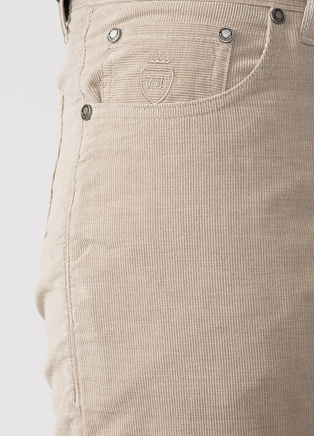 Мужские брендовые джинсы из светлой вельветовой ткани арт. T132 MRZ/4 Meucci (Италия) - фото. Цвет: Бежевый. Купить в интернет-магазине https://shop.meucci.ru
