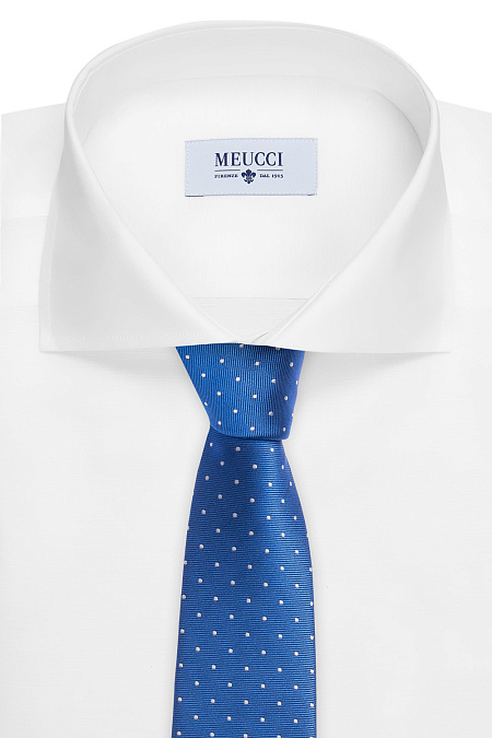 Галстук ярко-синего цвета из шелка для мужчин бренда Meucci (Италия), арт. 7360/1 - фото. Цвет: Ярко-синий. Купить в интернет-магазине https://shop.meucci.ru
