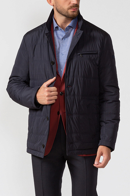 Куртка-пиджак с утепленной манишкой на молнии с капюшоном для мужчин бренда Meucci (Италия), арт. 3257 - фото. Цвет: Темно-синий. Купить в интернет-магазине https://shop.meucci.ru
