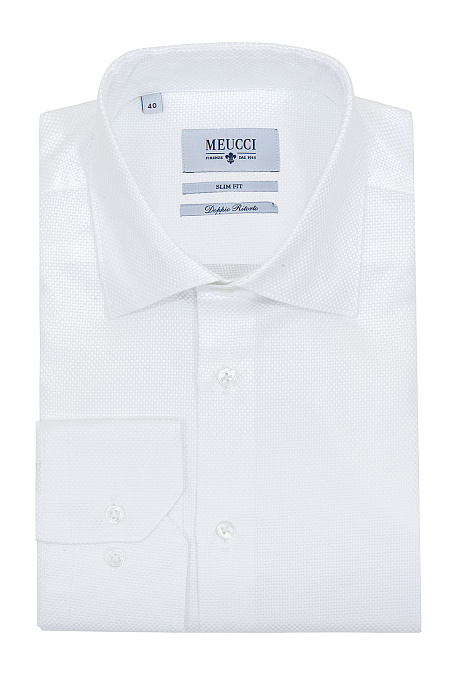 Модная мужская классическая рубашка белого цвета арт. SL 90202 RL 40161/141100 от Meucci (Италия) - фото. Цвет: Белый, микродизайн. Купить в интернет-магазине https://shop.meucci.ru

