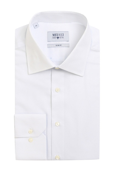 Модная мужская классическая белая рубашка из хлопка арт. SL 090202 RL 11171/201009 от Meucci (Италия) - фото. Цвет: Белый. Купить в интернет-магазине https://shop.meucci.ru

