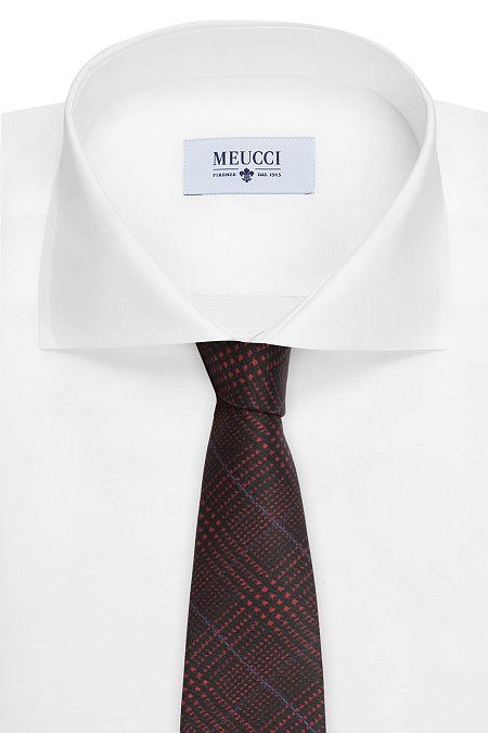 Коричневый галстук в косую крупную клетку для мужчин бренда Meucci (Италия), арт. SE075/2 - фото. Цвет: Бордовый. Купить в интернет-магазине https://shop.meucci.ru
