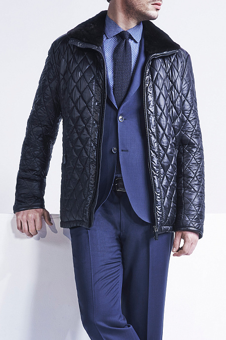 Утепленная стеганая куртка с мехом норки для мужчин бренда Meucci (Италия), арт. 8126/3 - фото. Цвет: Черный. Купить в интернет-магазине https://shop.meucci.ru

