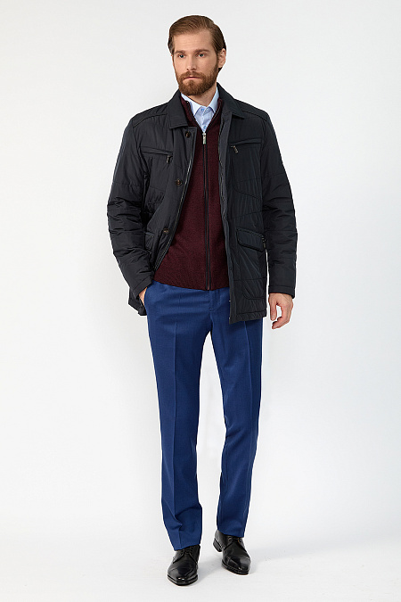 Утепленная стеганая куртка-пиджак  для мужчин бренда Meucci (Италия), арт. 4919 - фото. Цвет: Темно-синий. Купить в интернет-магазине https://shop.meucci.ru
