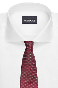 Бордовый галстук из шелка с мелким цветным орнаментом (EKM212202-56)