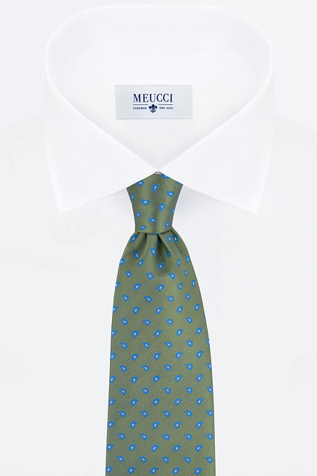 Зеленый галстук с мелким узором для мужчин бренда Meucci (Италия), арт. 7452/2 - фото. Цвет: Зеленый. Купить в интернет-магазине https://shop.meucci.ru
