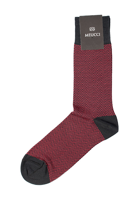 Бордовые носки с принтом для мужчин бренда Meucci (Италия), арт. B13/08-15 - фото. Цвет: Бордовый/черный с принтом. Купить в интернет-магазине https://shop.meucci.ru
