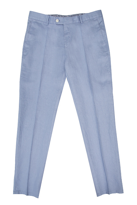Мужские брендовые льняные брюки голубого цвета с классической посадкой  арт. CH-LP 2095 BLUE Meucci (Италия) - фото. Цвет: Голубой. Купить в интернет-магазине https://shop.meucci.ru
