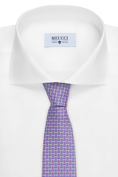 Галстук из шелка для мужчин бренда Meucci (Италия), арт. 7577/8 - фото. Цвет: Светло-фиолетовый с принтом. Купить в интернет-магазине https://shop.meucci.ru
