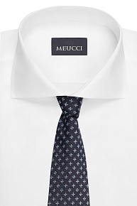 Темно-синий галстук из шелка с мелким цветным орнаментом (EKM212202-25)