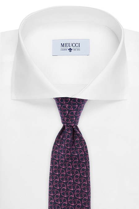 Синий галстук с узором для мужчин бренда Meucci (Италия), арт. 8100/4 - фото. Цвет: Синий с узором. Купить в интернет-магазине https://shop.meucci.ru
