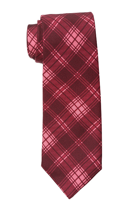 Бордовый галстук в крупную клетку для мужчин бренда Meucci (Италия), арт. TJ3015-2/14 - фото. Цвет: Бордовая клетка, микродизайн. Купить в интернет-магазине https://shop.meucci.ru
