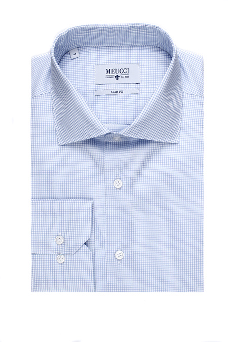 Модная мужская классическая рубашка голубого цвета арт. SL 90102 R 12171/141248 от Meucci (Италия) - фото. Цвет: Голубой. Купить в интернет-магазине https://shop.meucci.ru

