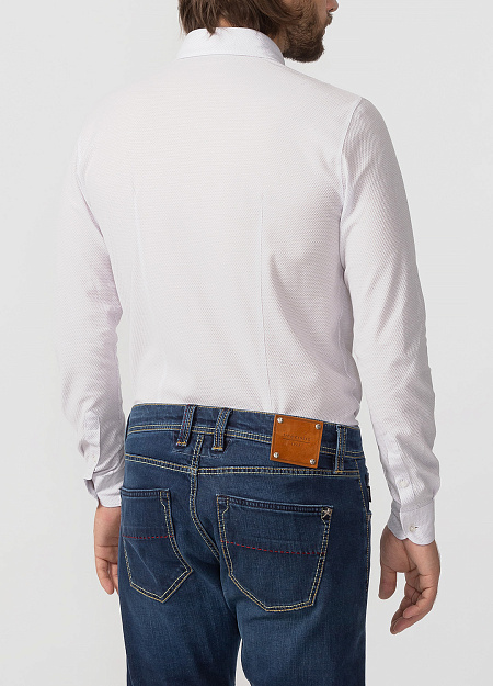Модная мужская рубашка с длинными рукавами из хлопка арт. 60120/66499/010 от Meucci (Италия) - фото. Цвет: Белый, микродизайн. Купить в интернет-магазине https://shop.meucci.ru

