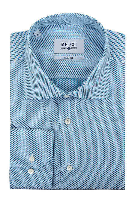 Модная мужская рубашка арт. SL 9202302 R 24172/151350 от Meucci (Италия) - фото. Цвет: Голубой с орнаментом. Купить в интернет-магазине https://shop.meucci.ru

