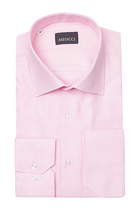 Розовая рубашка с универсальным манжетом  для мужчин бренда Meucci (Италия), арт. SL 902020 RA BAS 5191/182043 - фото. Цвет: Розовый, белый орнамент. Купить в интернет-магазине https://shop.meucci.ru
