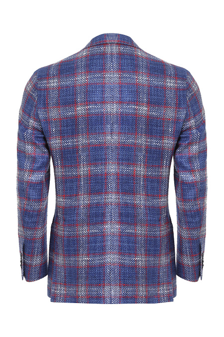 Легкий пиджак в клетку из шелка и хлопка для мужчин бренда Meucci (Италия), арт. MI 1200162/7010 - фото. Цвет: Синий клетка. Купить в интернет-магазине https://shop.meucci.ru
