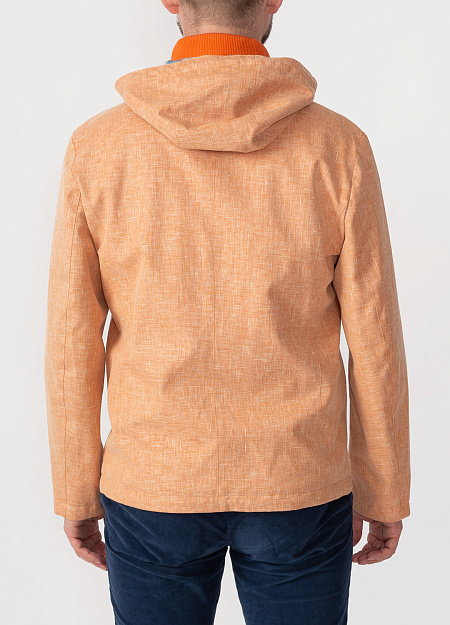 Оранжевая ветровка с капюшоном для мужчин бренда Meucci (Италия), арт. 11154 - фото. Цвет: Оранжевый. Купить в интернет-магазине https://shop.meucci.ru
