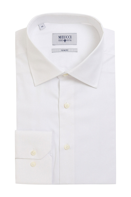 Модная мужская белая рубашка с микродизайном арт. SL 090202 R 13171/201007 от Meucci (Италия) - фото. Цвет: Белый микродизайн. Купить в интернет-магазине https://shop.meucci.ru


