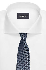 Шелковый галстук темно-синего цвета с орнаментом (EKM212202-1)