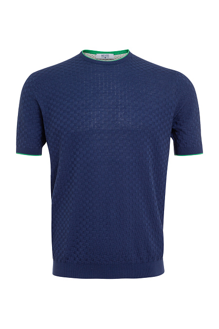 Шелковая футболка с микродизайном для мужчин бренда Meucci (Италия), арт. 1032/00105/4 - фото. Цвет: Темно-синий. Купить в интернет-магазине https://shop.meucci.ru
