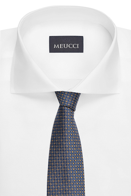 Синий галстук из шелка с цветным орнаментом для мужчин бренда Meucci (Италия), арт. EKM212202-14 - фото. Цвет: Синий, цветной орнамент. Купить в интернет-магазине https://shop.meucci.ru
