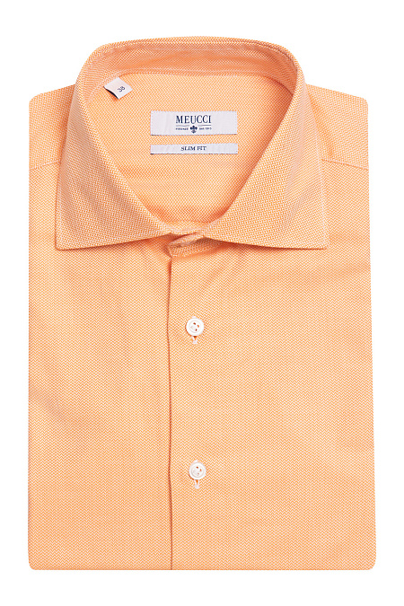Модная мужская рубашка с коротким рукавом  арт. SL 90102 R 21172/141395K от Meucci (Италия) - фото. Цвет: Оранжевый.
