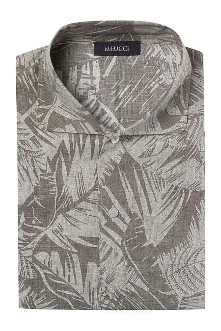 Модная мужская рубашка с цветочным принтом  арт. 61185/57501/470 от Meucci (Италия) - фото. Цвет: Коричневый . Купить в интернет-магазине https://shop.meucci.ru

