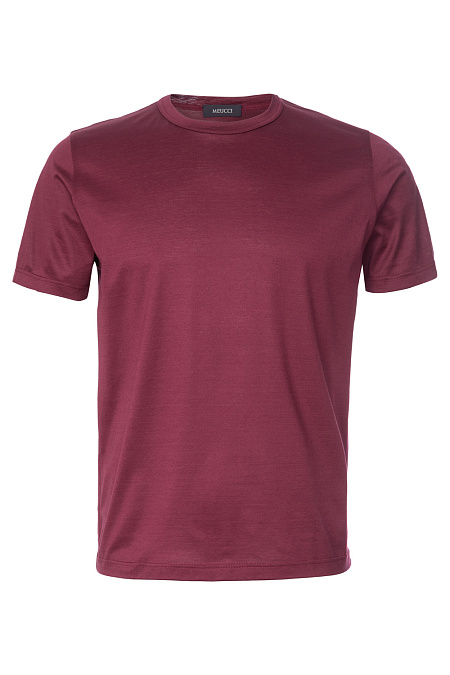 Хлопковая футболка вишневого цвета для мужчин бренда Meucci (Италия), арт. 60155/74000/284 - фото. Цвет: Вишневый. Купить в интернет-магазине https://shop.meucci.ru
