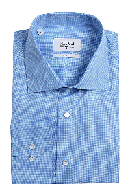 Модная мужская рубашка арт. SL 90102L 12152/141005 Meucci (Италия) - фото. Цвет: Голубой. Купить в интернет-магазине https://shop.meucci.ru

