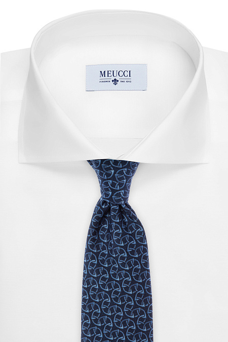 Синий галстук с узором для мужчин бренда Meucci (Италия), арт. 8100/1 - фото. Цвет: Синий с принтом. Купить в интернет-магазине https://shop.meucci.ru
