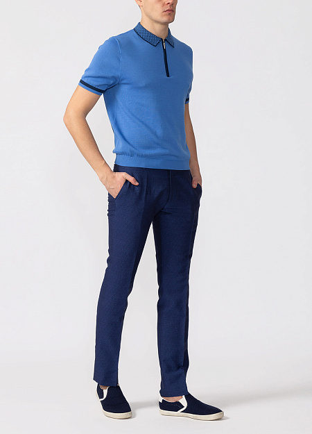 Мужские брендовые синие брюки с узором арт. LG1516 BLUE Meucci (Италия) - фото. Цвет: Синий с узором. Купить в интернет-магазине https://shop.meucci.ru
