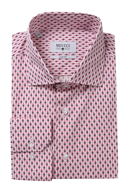 Мужская брендовая рубашка арт. SL 92602R 39152/141042 Meucci (Италия) - фото. Цвет: Белый с цветным орнаментом. 
