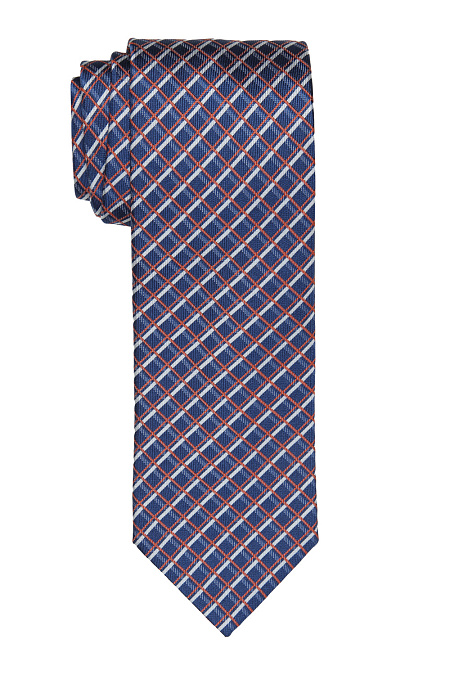 Синий галстук в контрастную клетку для мужчин бренда Meucci (Италия), арт. 89112/2 - фото. Цвет: Синий с красно-белым орнаментом. Купить в интернет-магазине https://shop.meucci.ru
