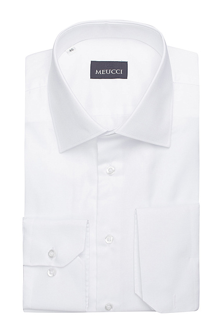 Модная мужская рубашка белая с универсальным манжетом  арт. SL 902020 RLA BAS 0191/182001 от Meucci (Италия) - фото. Цвет: Белый. Купить в интернет-магазине https://shop.meucci.ru

