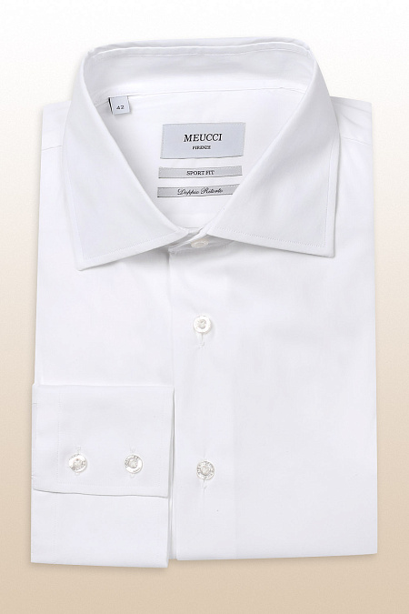 Модная мужская белая классическая рубашка арт. SP 9034-1R 40243/14879 от Meucci (Италия) - фото. Цвет: Белый. Купить в интернет-магазине https://shop.meucci.ru

