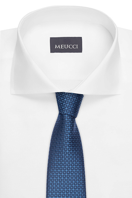 Синий галстук с орнаментом для мужчин бренда Meucci (Италия), арт. 03202006-58 - фото. Цвет: Синий с орнаментом. Купить в интернет-магазине https://shop.meucci.ru
