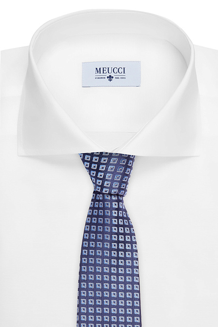 Галстук из шелка для мужчин бренда Meucci (Италия), арт. 40021/1 - фото. Цвет: Синий с принтом. Купить в интернет-магазине https://shop.meucci.ru
