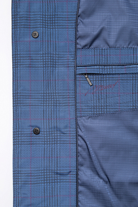 Утепленная куртка средней длины  для мужчин бренда Meucci (Италия), арт. 2798 - фото. Цвет: Синий с принтом. Купить в интернет-магазине https://shop.meucci.ru
