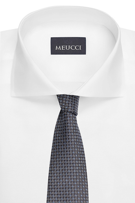 Темно-синий галстук из шелка с цветным орнаментом для мужчин бренда Meucci (Италия), арт. EKM212202-13 - фото. Цвет: Темно-синий, цветной орнамент. Купить в интернет-магазине https://shop.meucci.ru
