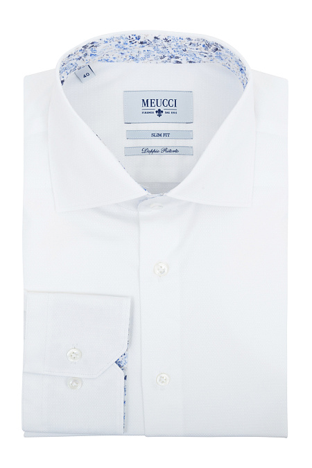 Модная мужская хлопковая рубашка белого цвета арт. SL 90102 RL 10172/141303 от Meucci (Италия) - фото. Цвет: Белый. Купить в интернет-магазине https://shop.meucci.ru

