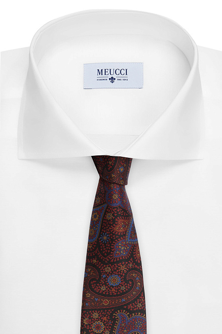 Галстук с узором пейсли для мужчин бренда Meucci (Италия), арт. SE076/1 - фото. Цвет: Бордовый. Купить в интернет-магазине https://shop.meucci.ru
