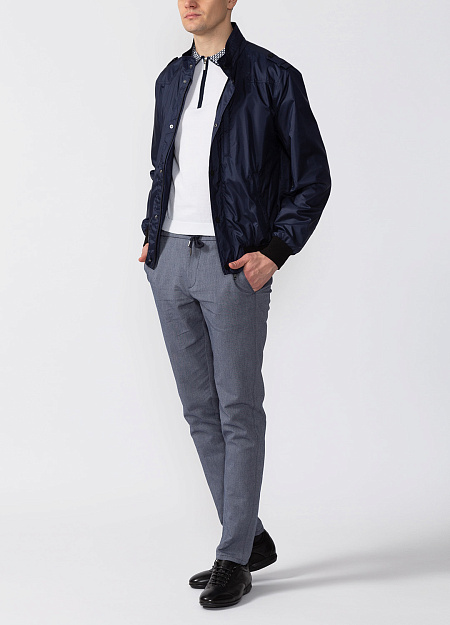 Мужские брендовые брюки в клетку арт. SB1315X NAVY Meucci (Италия) - фото. Цвет: Синий в белую клетку. Купить в интернет-магазине https://shop.meucci.ru
