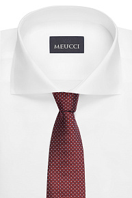 Бордовый галстук из шелка с мелким цветным орнаментом (EKM212202-52)