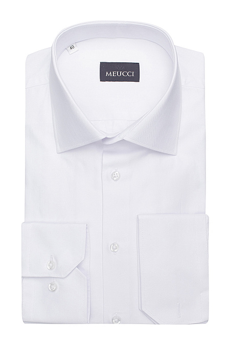 Модная мужская рубашка белая с универсальным манжетом арт. SL 902020 RLA BAS 0191/182005 от Meucci (Италия) - фото. Цвет: Белый, микродизайн. Купить в интернет-магазине https://shop.meucci.ru

